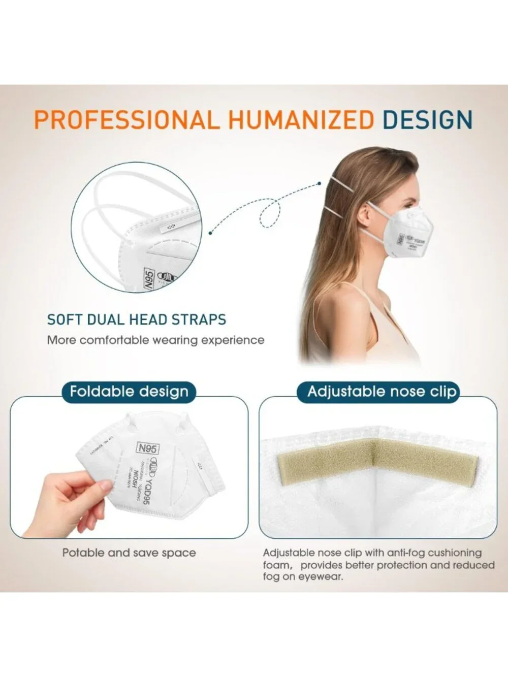 50-Pack N95 Respirator Masks - NIOSH Approved, Individually Wrapped, Universal